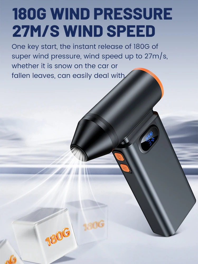 200000RPM Mini Turbo Jet Fan Brushless Motor 180W Wind Force 4-Speed Modes Handheld Duct Fan Portable Turbo Fan Type-C Charging