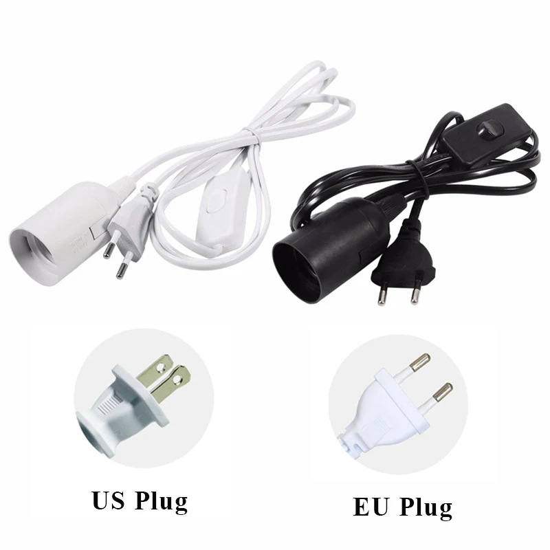 

E27 Lamp Base Socket Holder With 1.8M Power Cord Cable Switch Wire EU US Plug For Pendant Led Bulbs Fixture Hanglamp Suspe