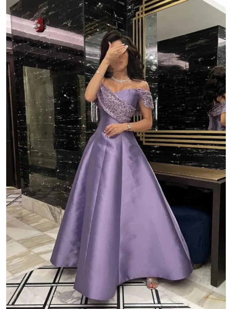 Long Evening Dresses Woman Elegant A-line Sweetheart Prom Dresses 2024 Sequin Shoulder Prom Cocktail Gown سمية فساتين مناسبة ر