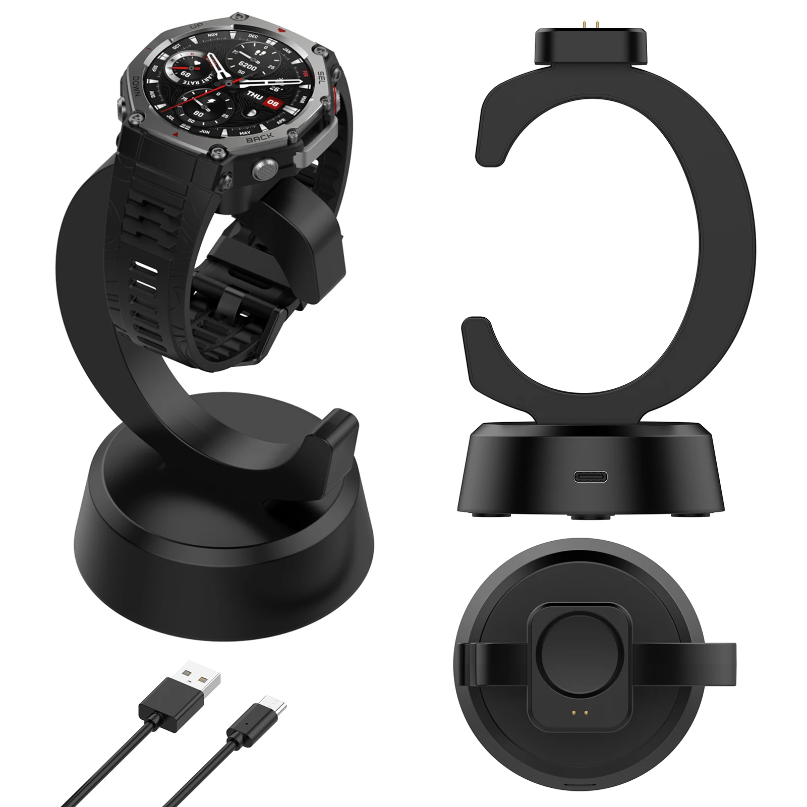 

For Huami Amazfit T-REX3 Pro Lihgtweight Watch Charger Anti-Slip Magnetic Charging Cable Smart Watch Connector Watch Accessories