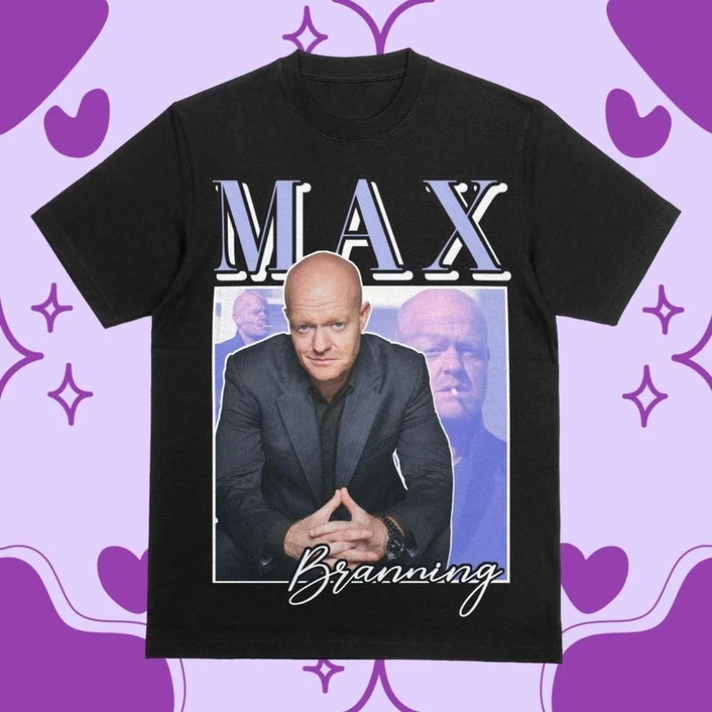 Bootleg Max Branning 90er-Jahre-Vintage-Grafik-T-Shirt, East Enders, britische Soap-Oper-Charaktere, Collage-Kunst, lässiges, kurzärmliges TV-Geschenk