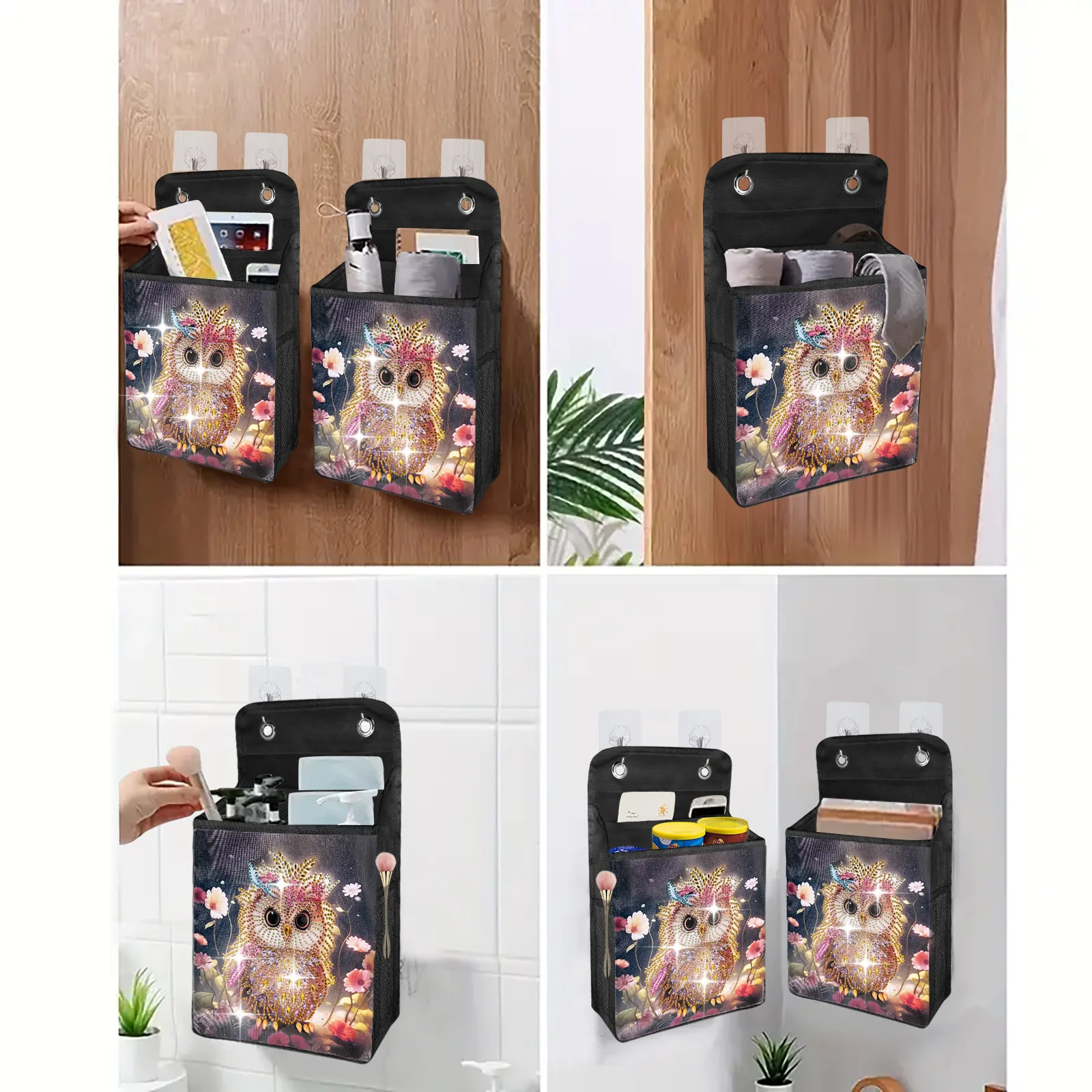 

Creative Diamond Painting DIY Hanging Storage Bag Animal Design Craft Pouch with Stick-on Diamonds for Organization