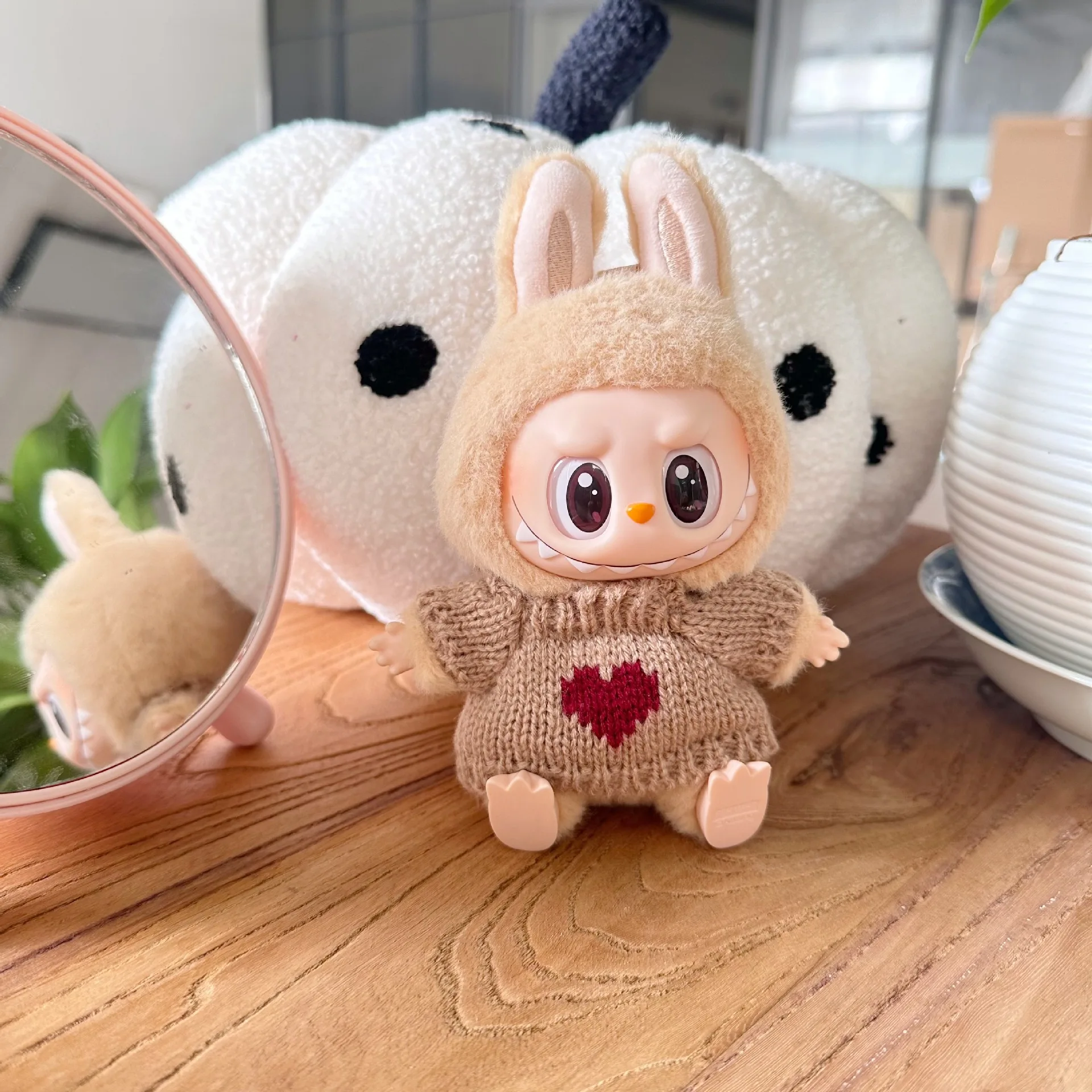 Coffret cadeau ultime pour poupées Labubus assises de 17cm, pull, chapeau, lunettes, vêtements et accessoires complets, cadeau