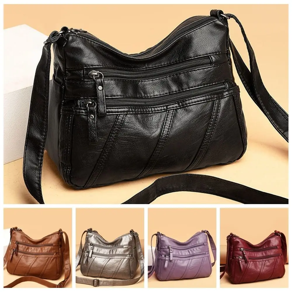 Casual PU Mom Handbag Spacious Interior Soft Leather Shoulder Bag Adjustable Strap Large Capacity Purse Family Travel