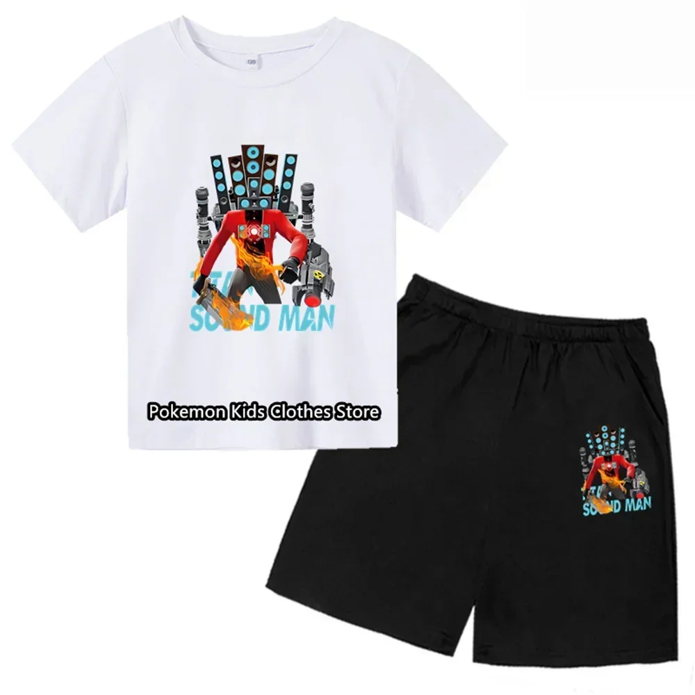 Skibidi Toilet Tshirt Set Kids Cartoon Tees Game Speakerman Boss Titan TV Man Funny Shirt Children Summer Clothes Tee Top