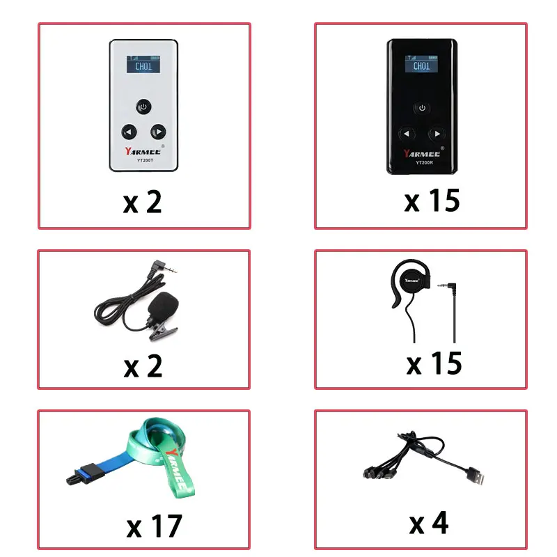 YARMEE Gids Systeem Draadloze Audio Zender Ontvanger Met Microfoon Oortelefoon Voor Simultaan Tolken Reizen
