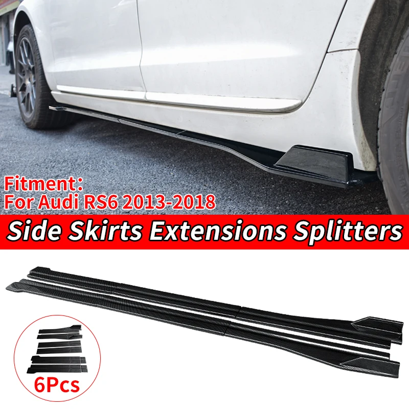 

Car Side Skirt Extension Body Apron Lip Splitters Winglet Lateral Shovel Carbon Look ABS Accessories For Audi RS6 2013-2018 2017