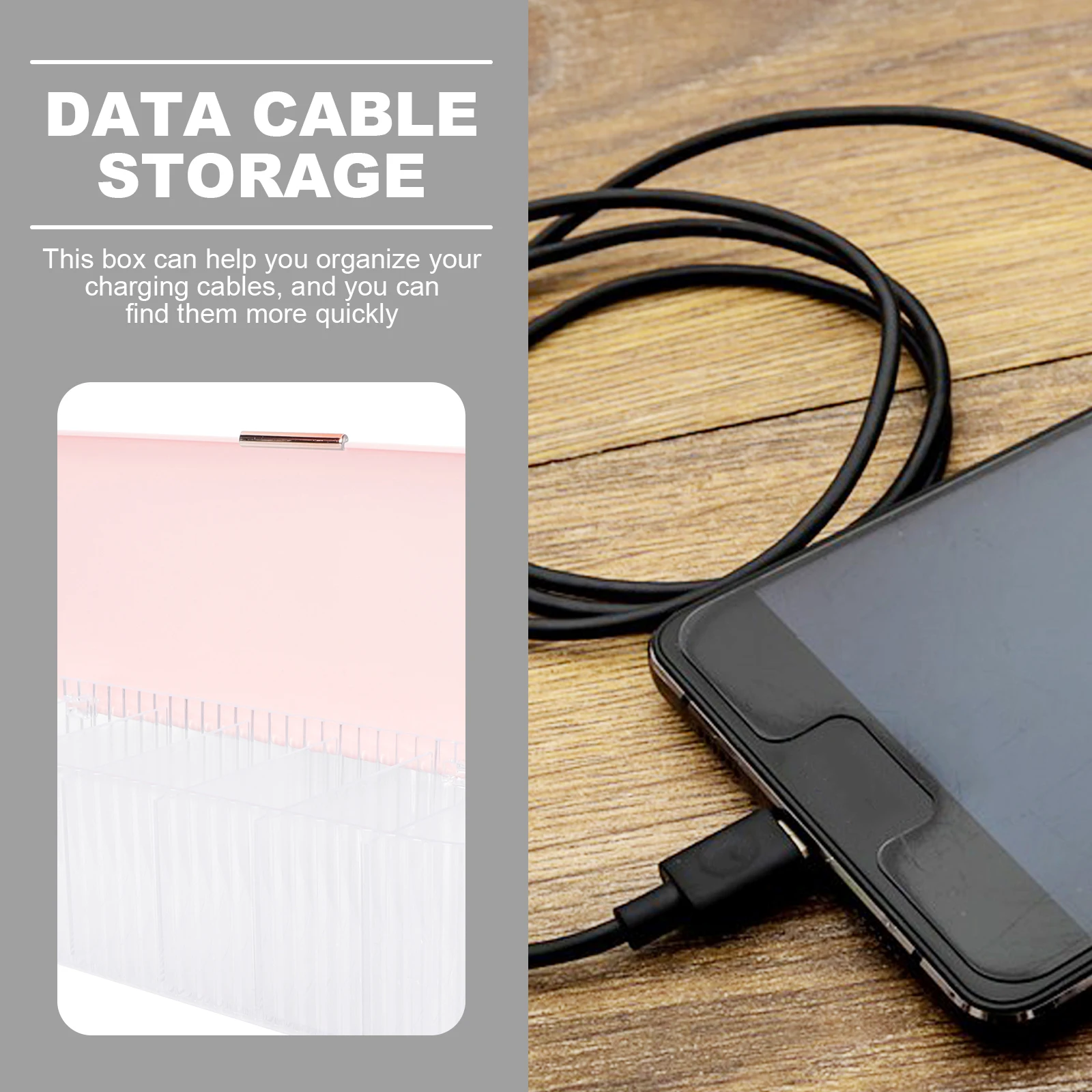 

Charging Cable Storage Box Line Grids Cords Wire Organizers for Technology Case Usb Management