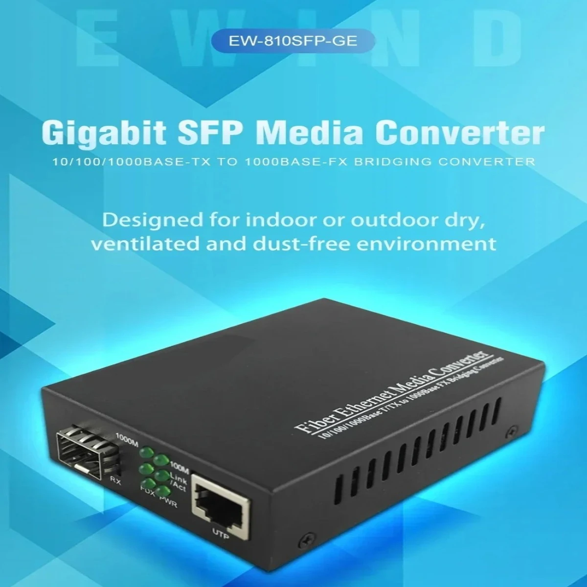 

2026 1 шт. Гигабитный медиаконвертер SFP, трансивер SFP в RJ45, оптоволоконный коммутатор 10/100/1000M с модулем SC SFP на 20 км