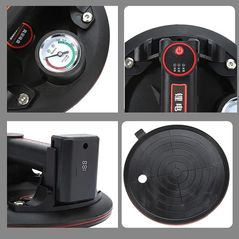 Electric Vacuum Suction Cup with Pressure Gage for Glass Tile 8inch 220KG Bearing Capacity Industrial Vacuum Suckers Air Pump