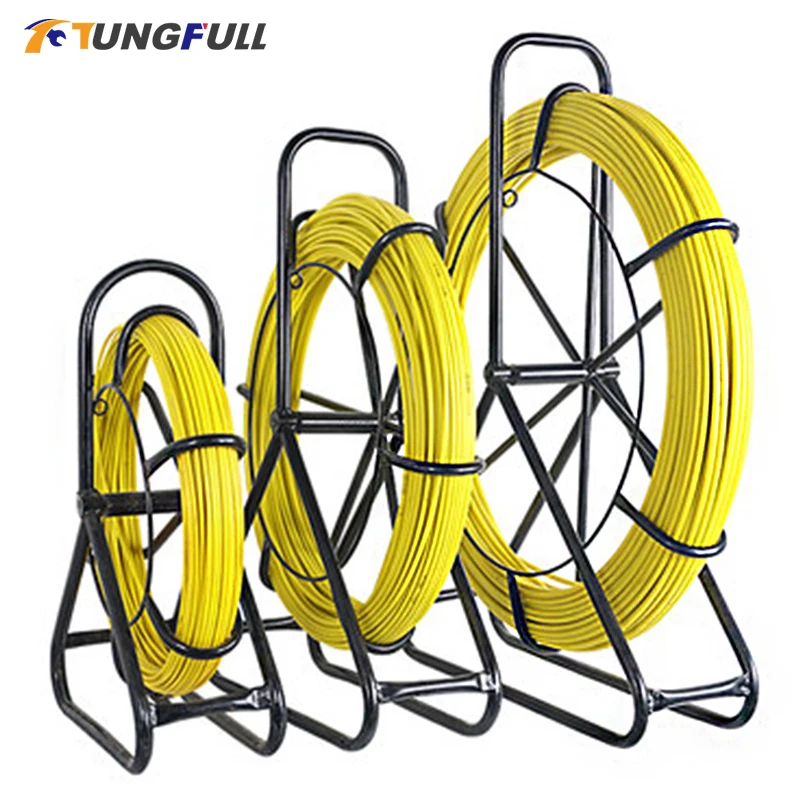 4/5/7mm 50/100m Fiberglass Wire Cable Running Rod Duct Rodder Snakes Fish Tape Rodder Reel Wire Cable Running Puller Rod