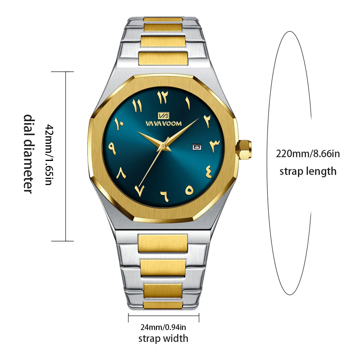 2025 New Men Watch VA VA VOOM Sport Stainless Steel Fashion Quartz Movement 42mm Black Business Waterproof Calendar Wrist Watch