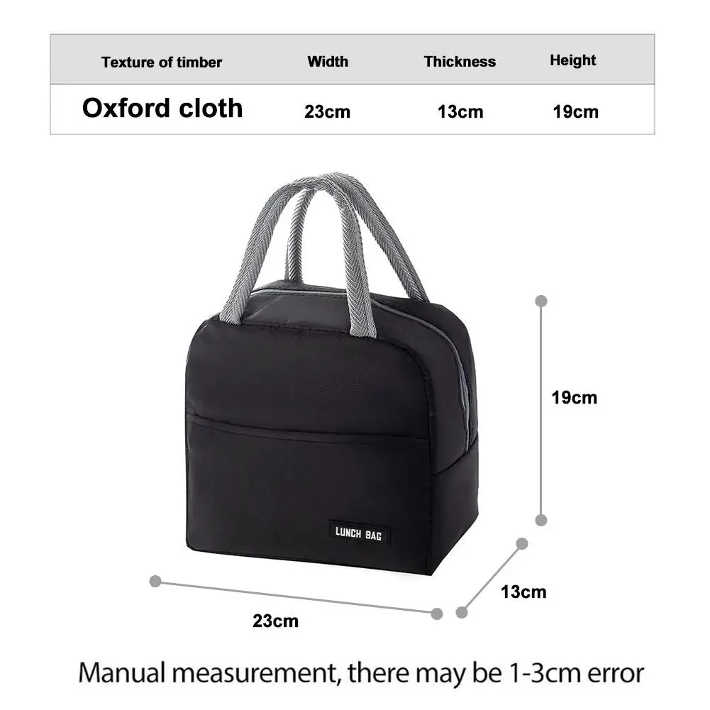 Neue tragbare Lunchbox-Tasche, einfarbig, verdickte Thermoisolierungstasche, isolierte Bento-Tasche, Schule, Arbeit, Lunch-Tasche mit Mahlzeitentasche – Detail 20