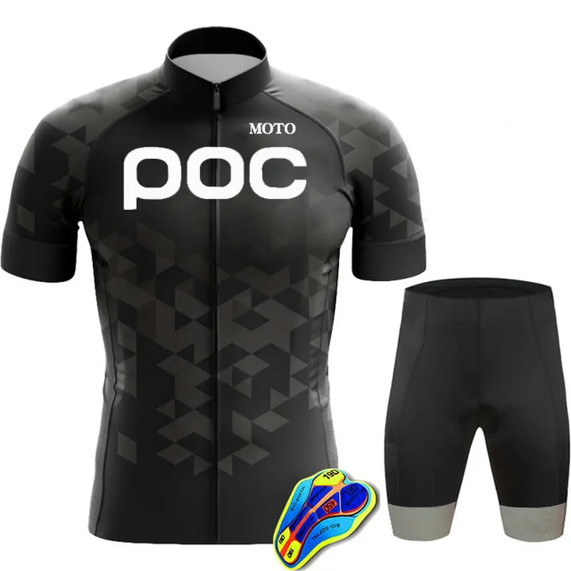 MOTO POC Pro Cycling Jersey Set Men Bib Shorts Bicycle Short Sleeve Cycling Clothing Bike Maillot Ciclismo Hombre Black Sets MTB