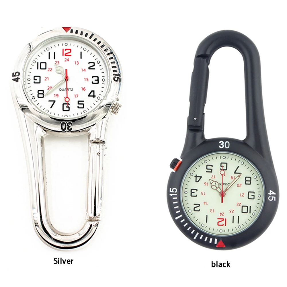 Glow in The Dark Unisex Pocket Watch Clip on Multi-Function Digital Carabiner Watch Carabiner Watches For Hiking Mountaineering