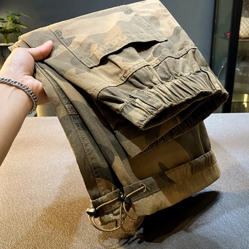 

American High Street Camouflage Loose Straight Cargo Pants Men2025Summer Thin Style Cool High-End Feel Wide-Leg Casual Pants