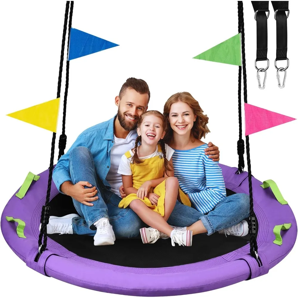 

48 inch Tree Swing, Larger Saucer Flying Swing for Whole Family, 900lbs Weight Capacity, with Adjustable Hanging Straps, for
