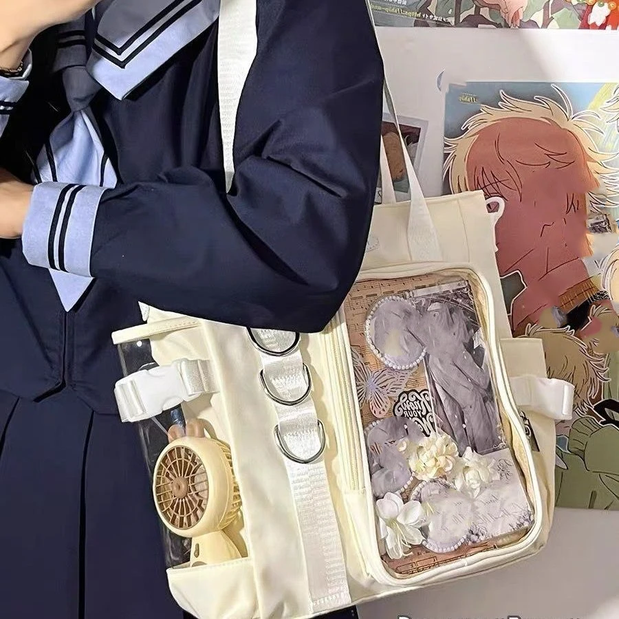 

Оптовая продажа: Японская прозрачная сумка-ита, повседневная вместительная сумка через плечо для девушек, модная сумка-тоут в стиле Ulzzang, ItaBag