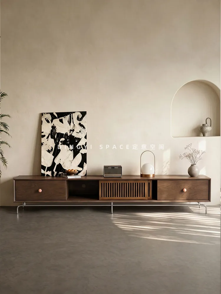 Solid wood floor cabinet storage and storage integrated new living room TV cabinet