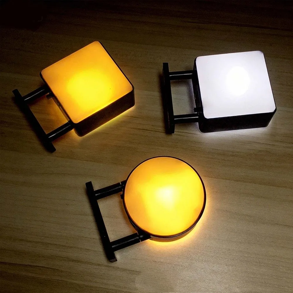 Miniature LED Refrigerator Magnet Light Sign Round Square Energy Saving Luminous Blank Fridge Sticker Magnetic Base No Pattern