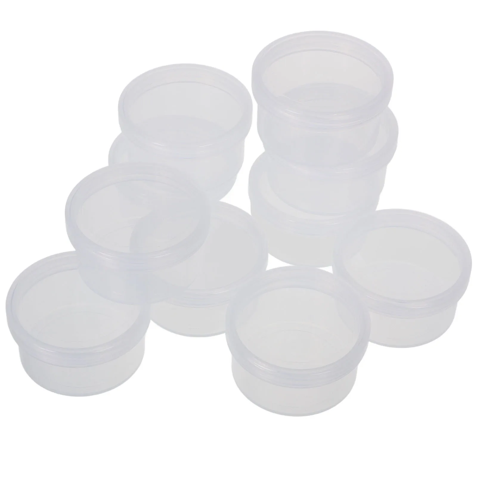 

10Pcs PP Plastic Makeup Puff Storage Box Transparent Round Container with Lid Multiuse for Home Travel and Small Item