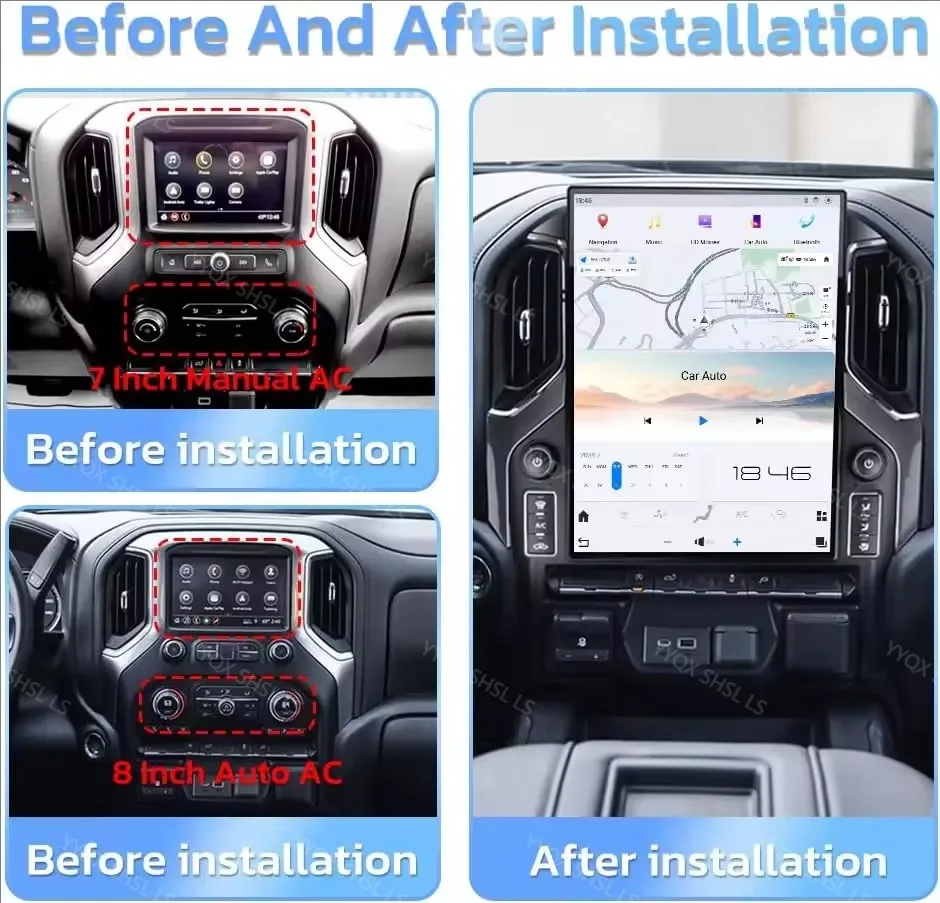 

15.6 Inch Vertical Screen Car Radio GPS Multimedia Player Auto Stereo For Silverado GMC Sierra 2019-2023