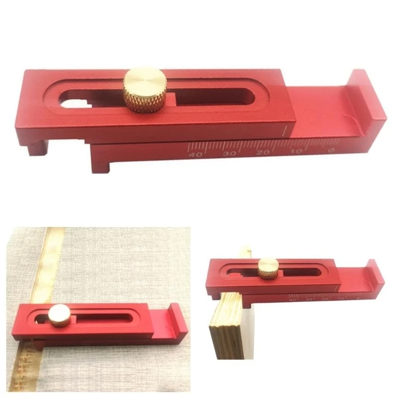 Table Sawing Gaps Gauge Woodworking Mortise Tool Movable Measuring Block Line Ruler Depth Measuring Ruler Tool