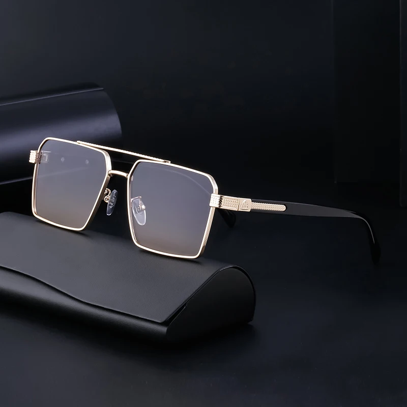 

2023 New Fashion Retro Metal Double-beam Sunglasses Men'S Driving Box Brand Design Sun Glasses UV400 Oculos De Sol