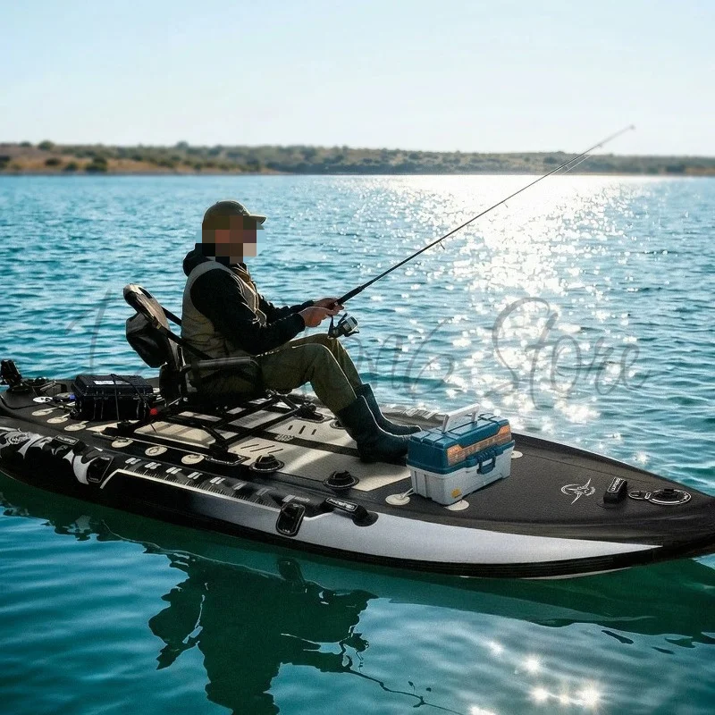 Inflatable 2 Person Multi-Air Chambers Inflatable Fishing Kayak Safe Leak-Proof for Long-Distance Sea Fishing Adventures - view 5
