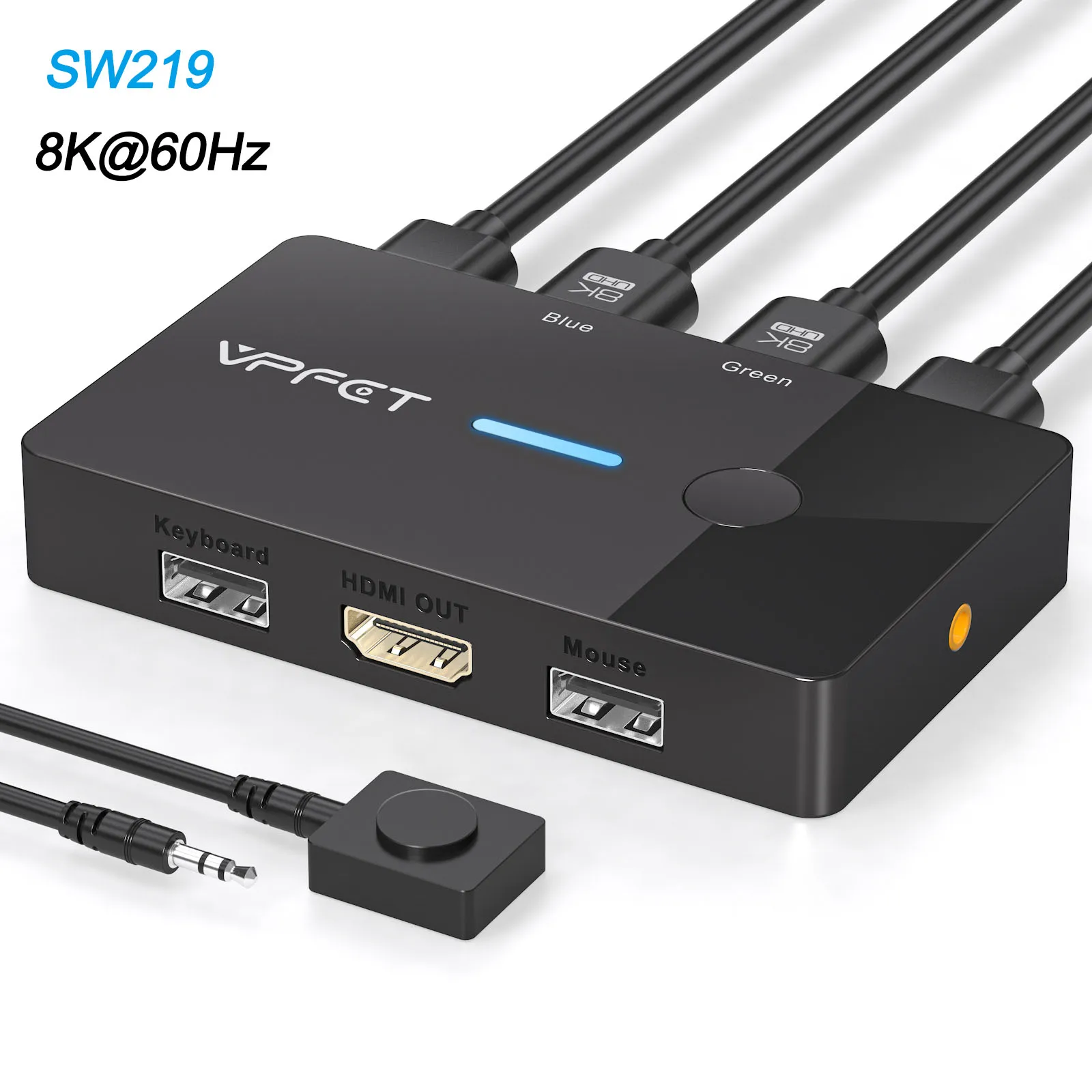 4K@60Hz HDMI KVM Switch 1 Monitor 2 Computers Sharing Keyboard Mouse USB Hub Plug and Play Supports Windows Mac Linux No Power