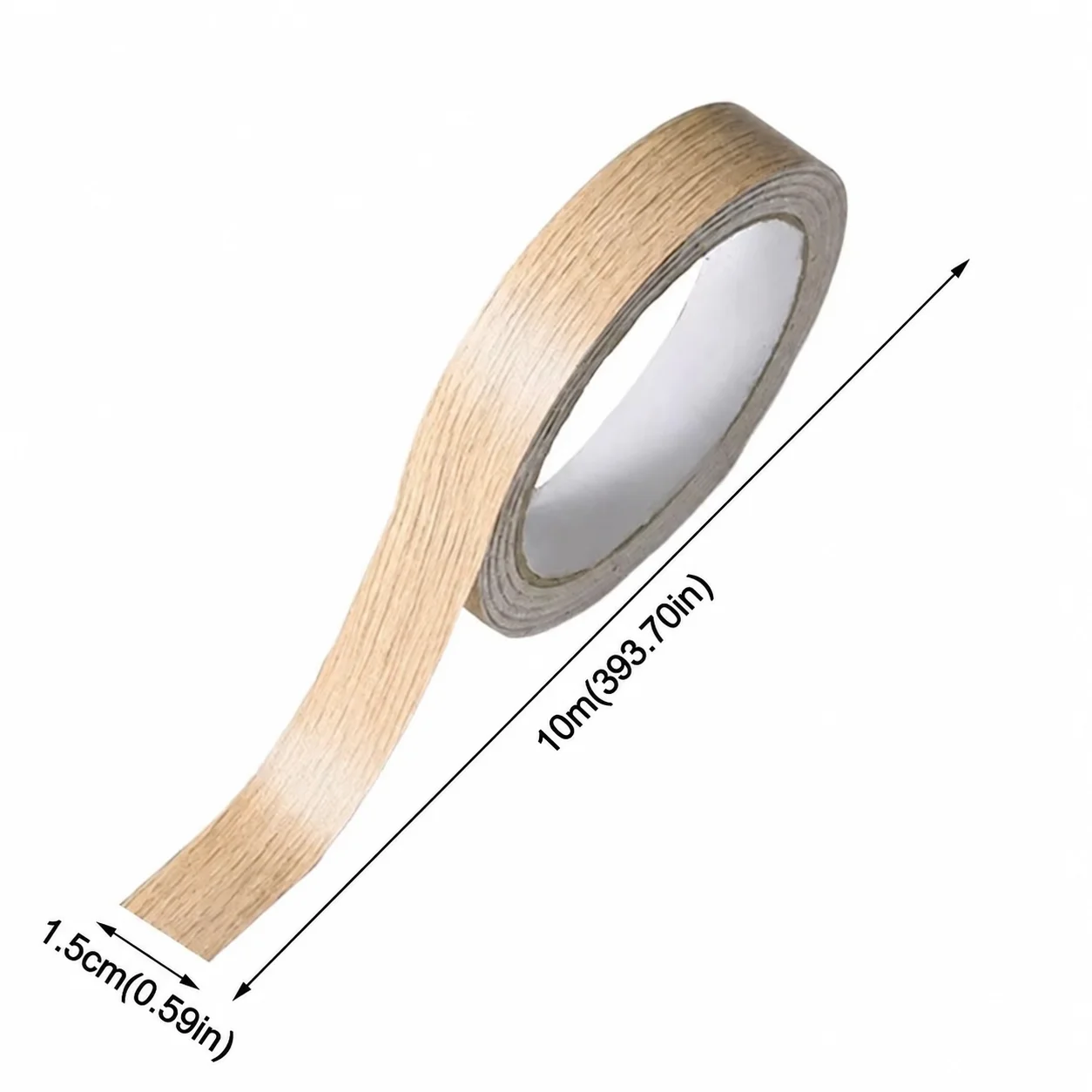 1PCS 10M/393.70IN 15mm Wood Grain PVC Self Adhesive Peel and Stick Furniture Trim Tape for Cabinet Table Door Repair Renovation