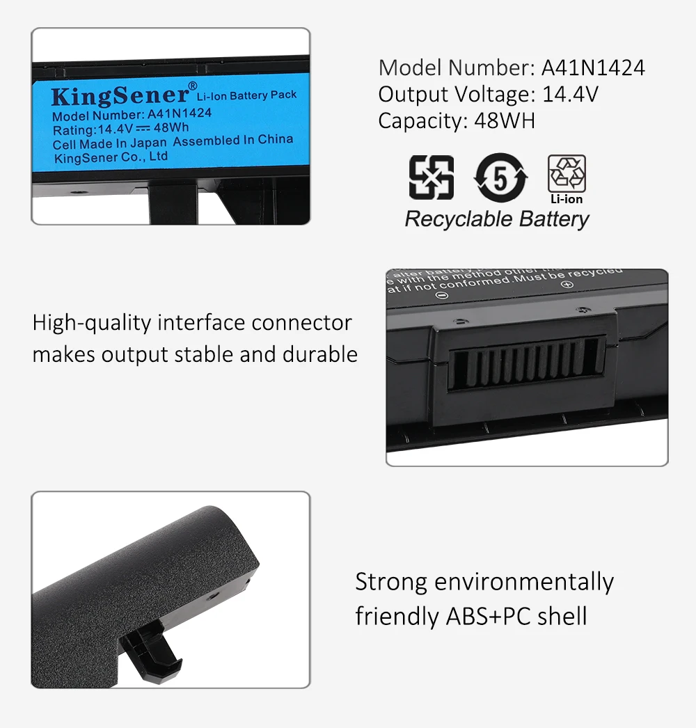 KingSener-batería modelo A41N1424 para ordenador portátil, pieza de PC de 14,4 V, 48Wh, para ASUS ROG ZX50, ZX50J, ZX50JX, ZX50V, ZX50VW, GL552,