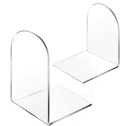 Acrylic Bookends, Non-Skid Book End, Clear Bookends for School Library and Desktop Organizer, Acrylic Book Ends for Book Shelves