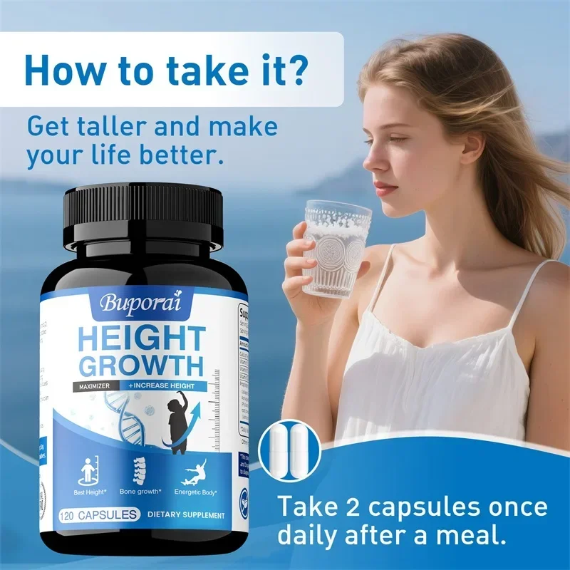 Height Growth Supplement - With Vitamins & Calcium Zinc, Helps Natural Height Growth, Bone Strength, Boosts Immunity, Non-GMO