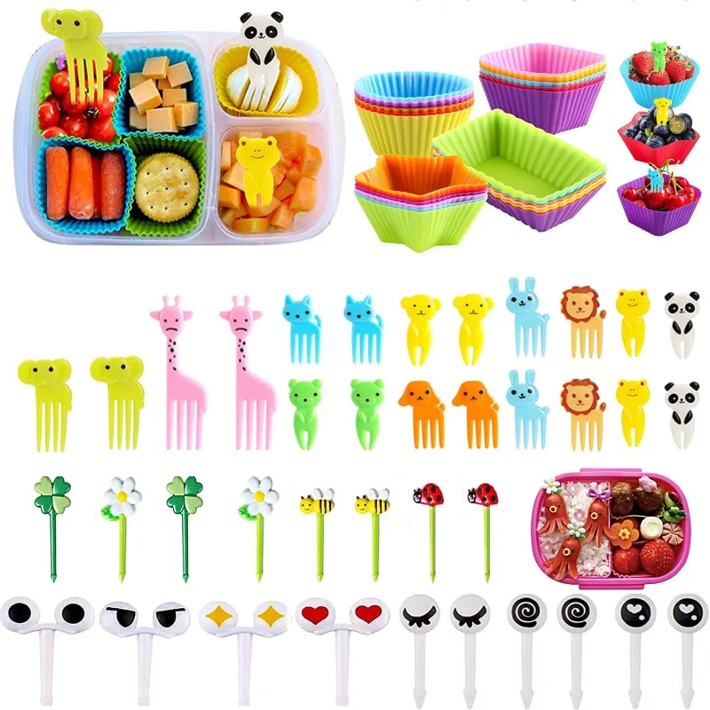 

Mini Animal Cartoon Fruit Fork Cake Dessert Fruit Decoration Fork Silicone Muffin Cup Lunch Accessory Cake Baking Mould