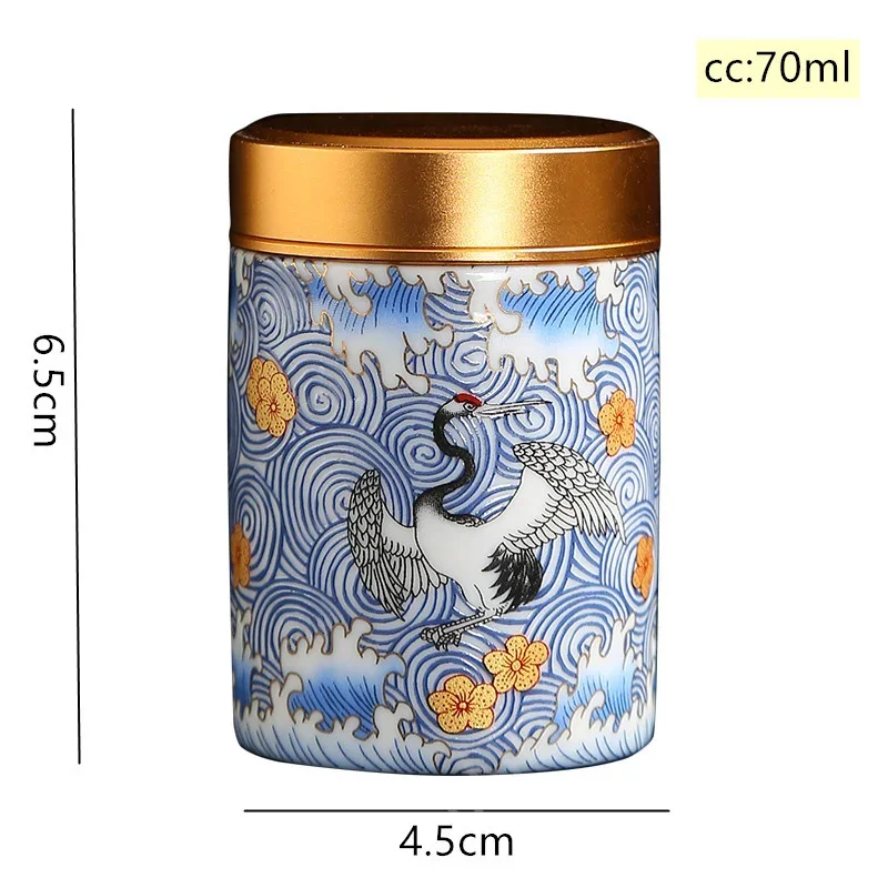 Portable Travel Ceramics Tea Caddy Mini Enamel Sealed Jar Tieguanyin Container Coffee Powder Canister Kitchen Spice Storage Tank