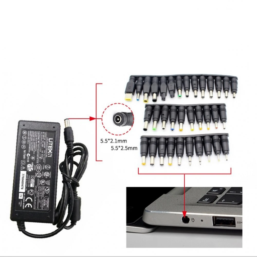 34PCS 8PCS Universal Power Adapter Supply Tips Connector 5.5mmx2.1mm DC AC Kits for Lenovo Thinkpad Laptop Power Plug Jack Sets