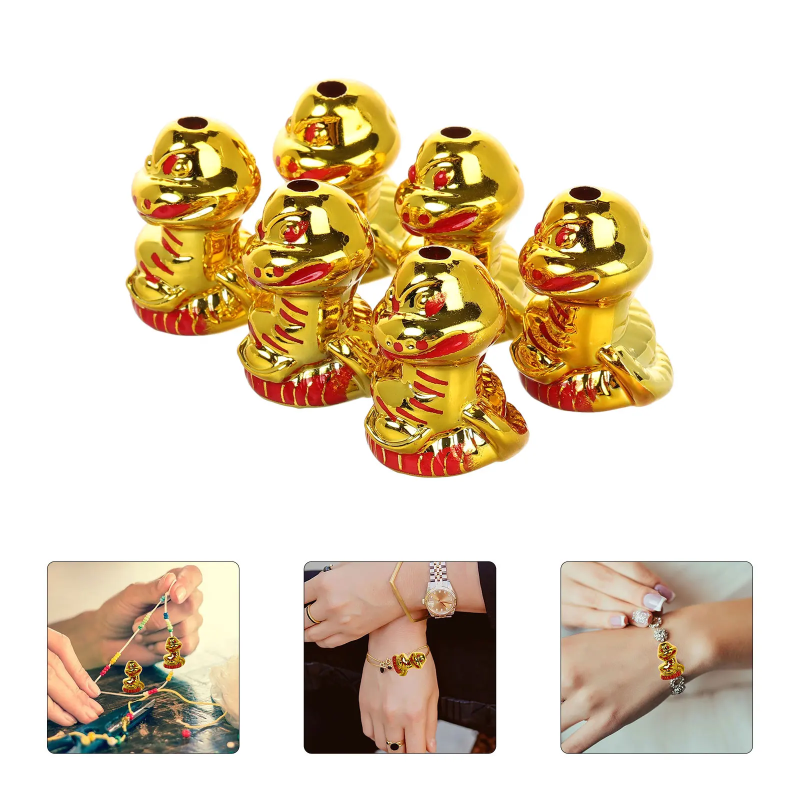 

10Pcs Golden Ingot Snake Charm Hanging Decor Prosperity Lucky Pendant 2025 Zodiac Chinese New Year Feng Shui Animal Ornament