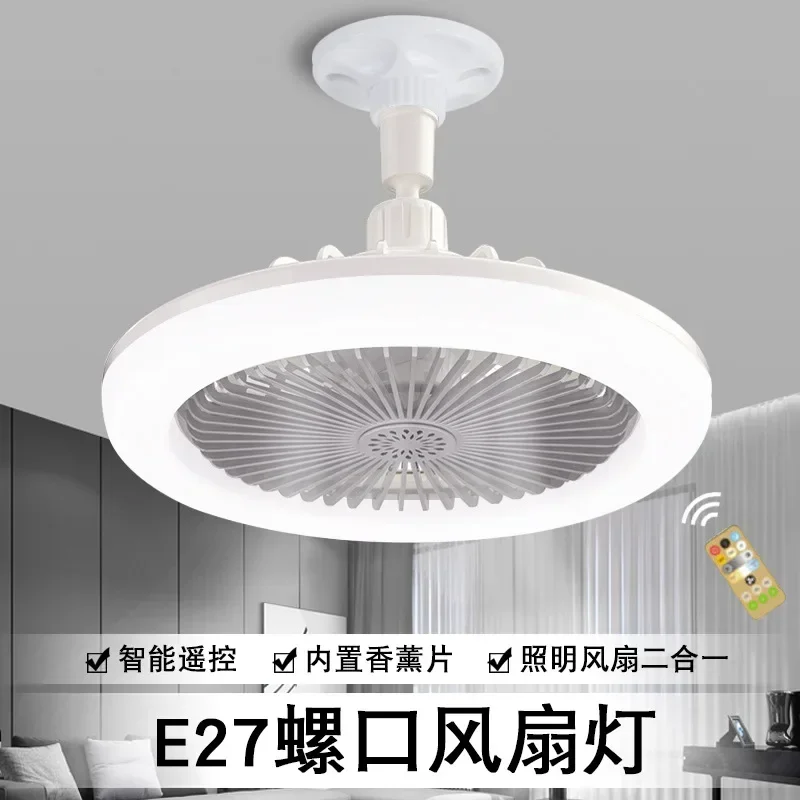 

E27 LED Ceiling Fans with Light Remote Control Dimmable Ceiling Lamp Bulb Indoor Bedroom Chandelier with Cooling Fan 3 Modes