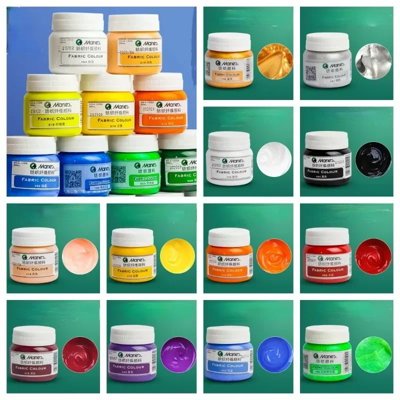 50ml สิ่งทอสีสร้างสรรค์ DIY มือวาด Graffiti รองเท้าเส้นใยเสื้อผ้ากันน้ําสีผมร่วงภาพวาด