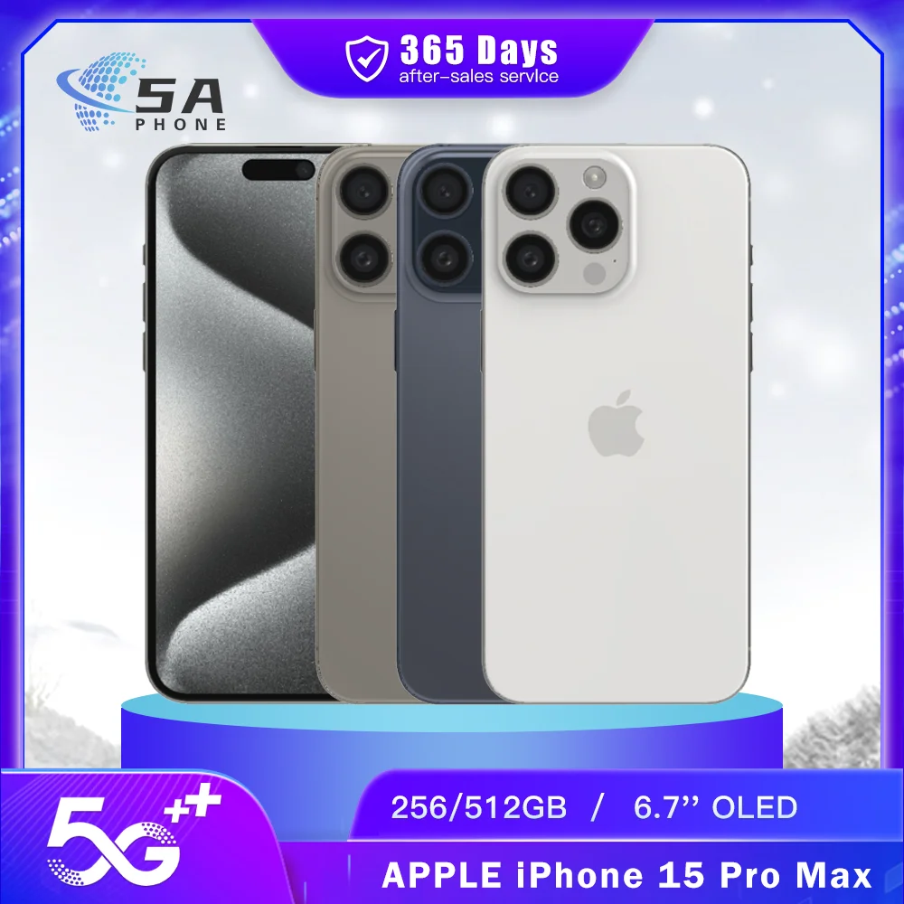 Original Apple iPhone 15 Pro Max 5G Mobile Phone Face ID 256GB/512GB NFC 48MP+12MP 120Hz 6.7'' HDR10 A17Pro Hexa-core SmartPhone