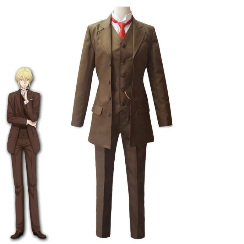 Anime MORIARTY THE PATRIOT Albert James Moriarty William Cosplay Costume Wig Brown Uniform Halloween Carnival Party Suit