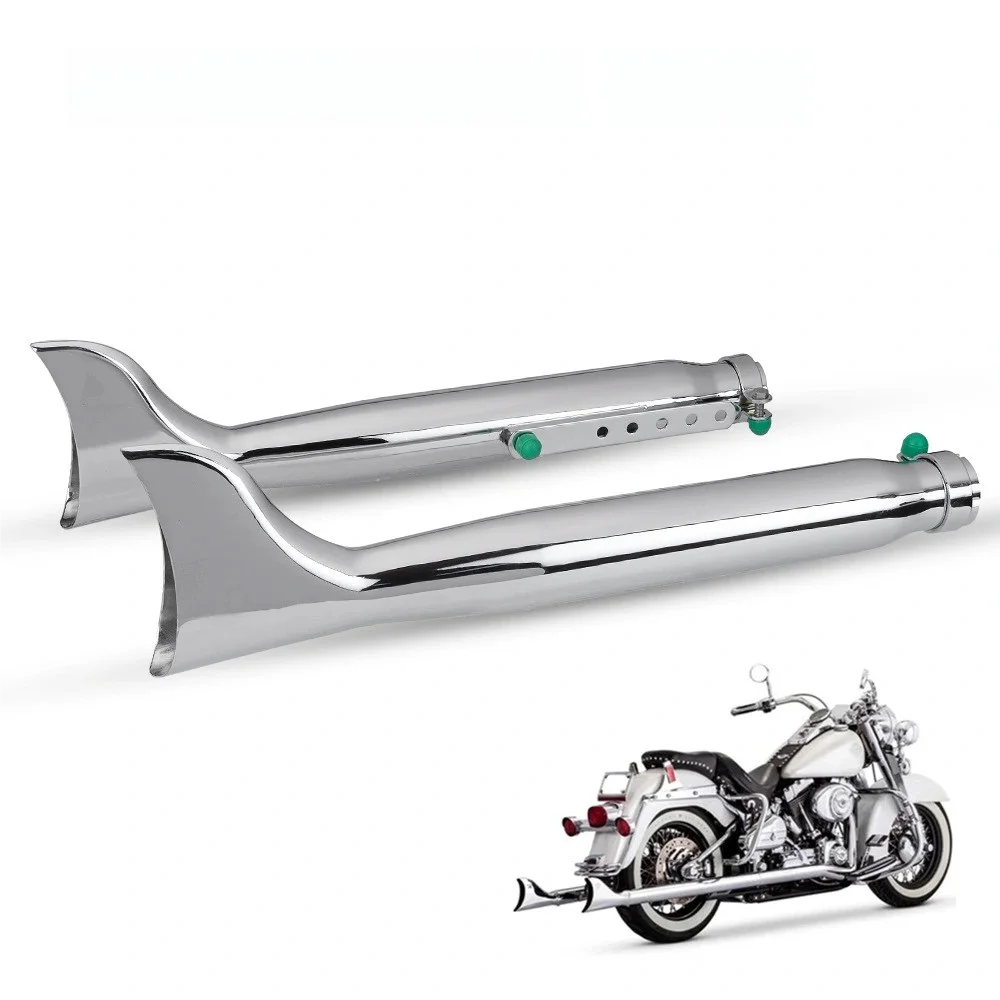 Uniwersalna motocyklowa rura wydechowa w stylu retro – tłumik ze stali nierdzewnej typu rybi ogon, mocowany na śruby 38-45mm, do Harley XL883 Bobber Chopper — 2