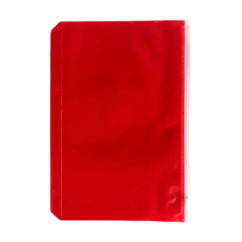 10pcs/Lot Colorful Transparent PVC A5 A6 Binder Pocket Clear Zipper Folders for 6-Ring Notebook Binder Filing Pouch Organizer