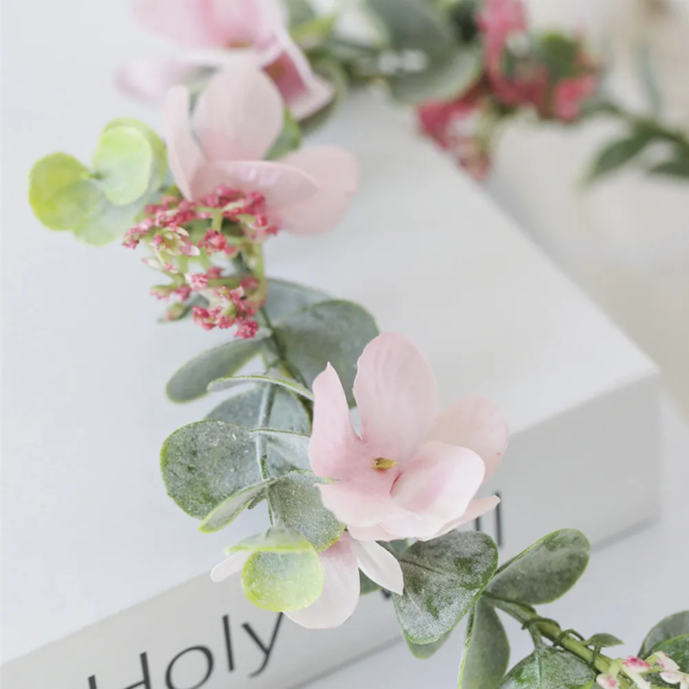 Eucalyptus Flower Crown Bride Wreath Flocking Floral Headband Decorative Bride Headdress Wedding Party Banquet Hair Decor