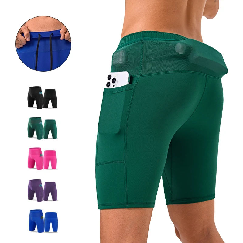 AliExpress (S-3XL)Men's Compression Marathon Running Shorts with Wrap Waist Pocket Quick Dry Fitness Gym Cycling Tight Sport Shorts