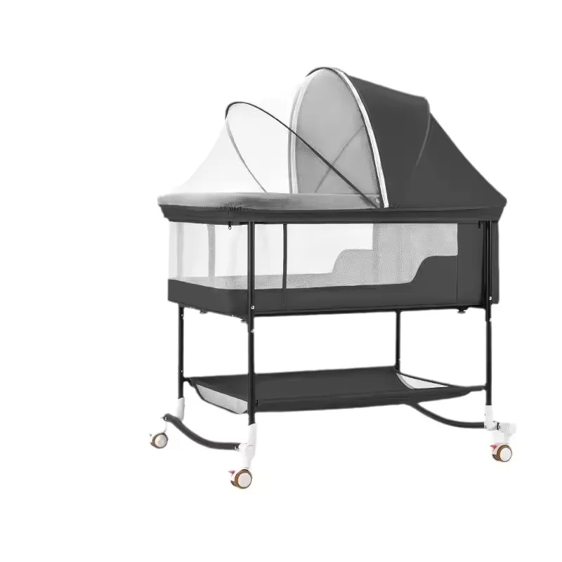 Baby Crib Baby Folding Bed Portable with Mosquito Net Newborn Patchwork Queen-Size Bed Playpen Multifunctional Baby Mobile Bed