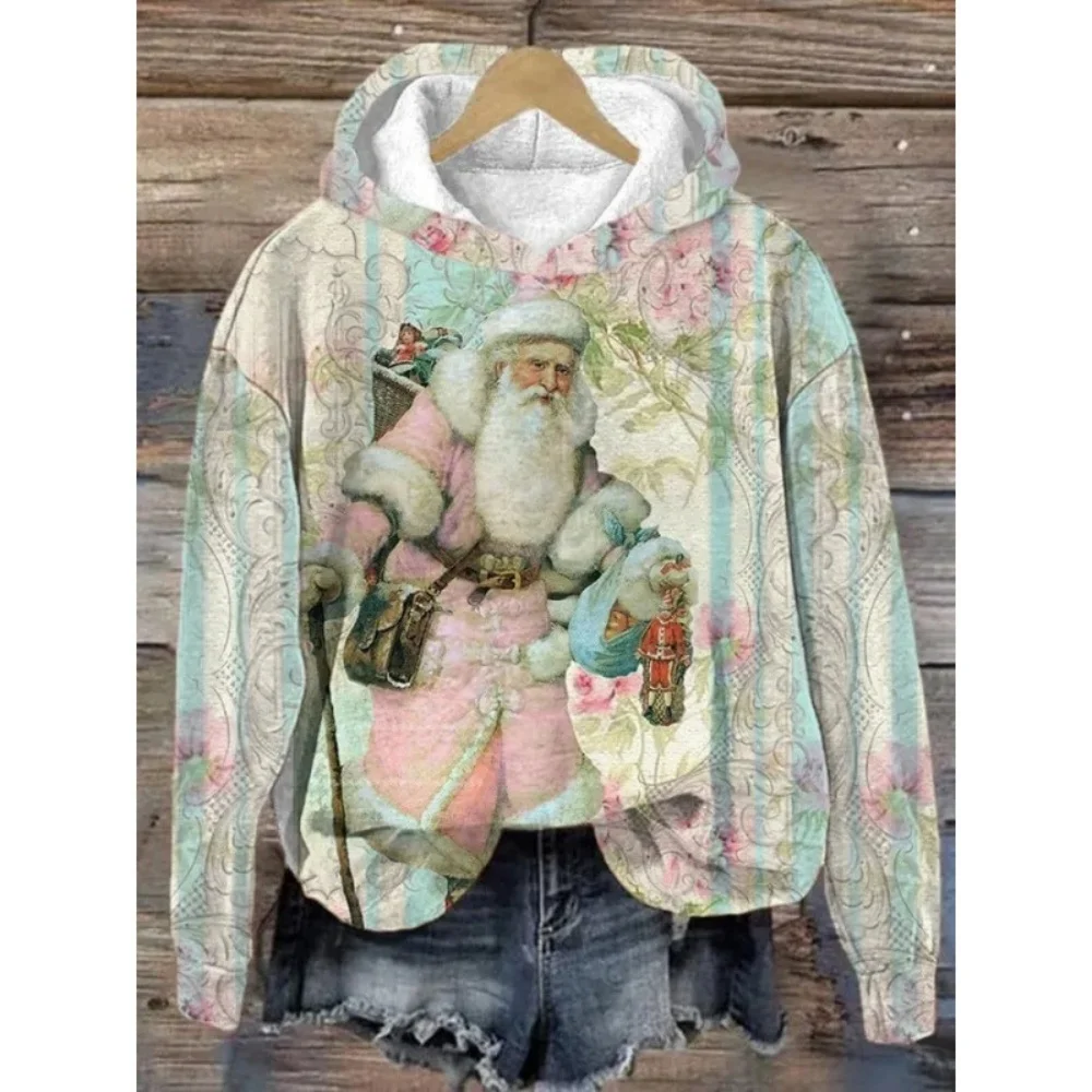 女性の新しいクリスマステーマ 3D デジタルプリントパーカー 快適なプラスサイズの雪だるまデザイン フルスリーブ ポリエステル繊維スウェットシャツ