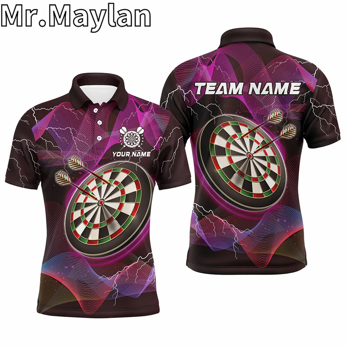 3D Personalized Pink Dartboard Custom Men Darts Polo Shirts Darts Jerseys For Team Players Gifts For Darts Lovers Unisex Tops