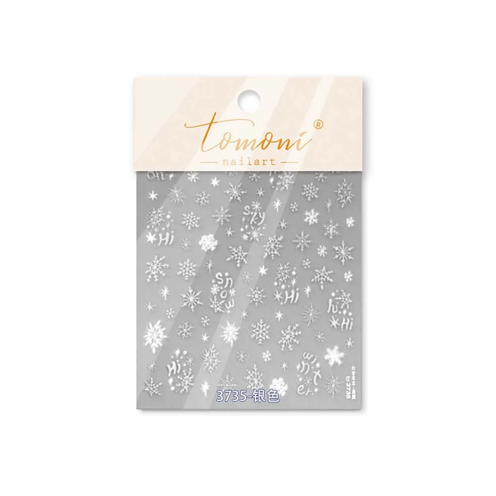 Nail Accessories Christmas Snowflake Nail Sticker 5D Bronzing Diamond Shell Light Christmas Diamond Nail Decal Snowflake Elk